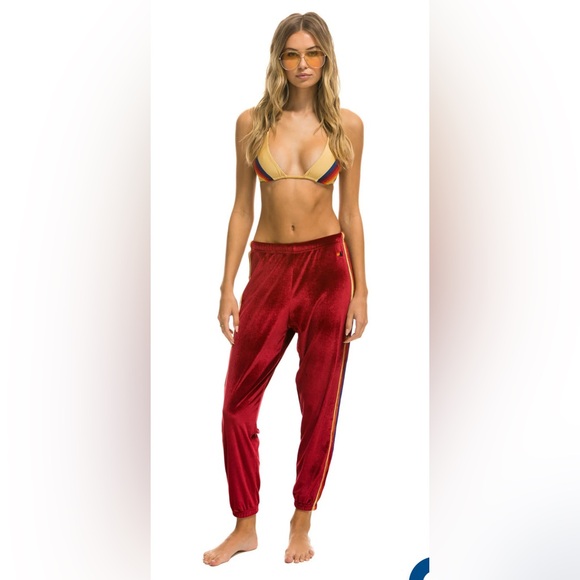 Aviator Nation red velvet pants woman’s large - Picture 2 of 6
